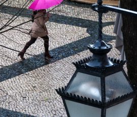 Lamp and Pink Umbrella
